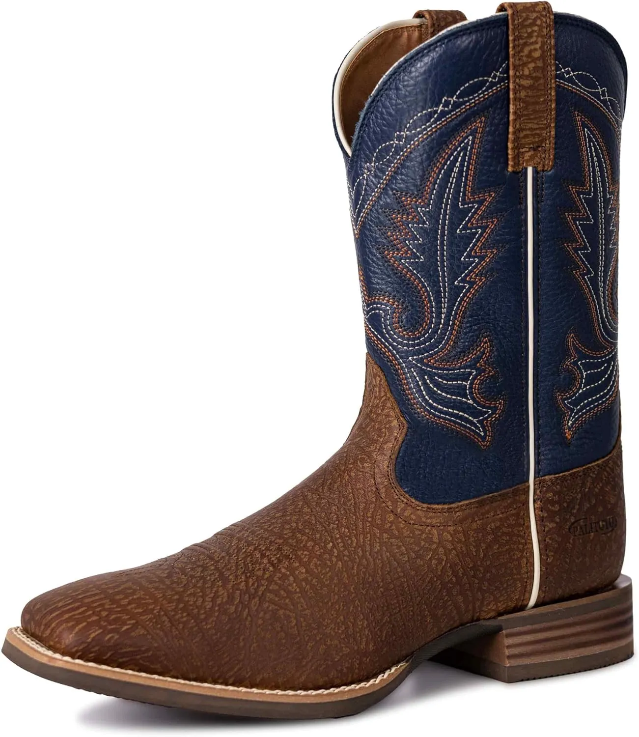 Men??s Western Cowboy Boots, Fashionable Embroidered Full Grain Leather, Square Toe Pull-On, 4-Layer Composite Sole, Slip-Resistant Work & Riding Boots
