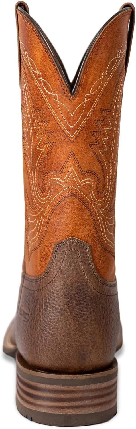 Men??s Western Cowboy Boots, Fashionable Embroidered Full Grain Leather, Square Toe Pull-On, 4-Layer Composite Sole, Slip-Resistant Work & Riding Boots