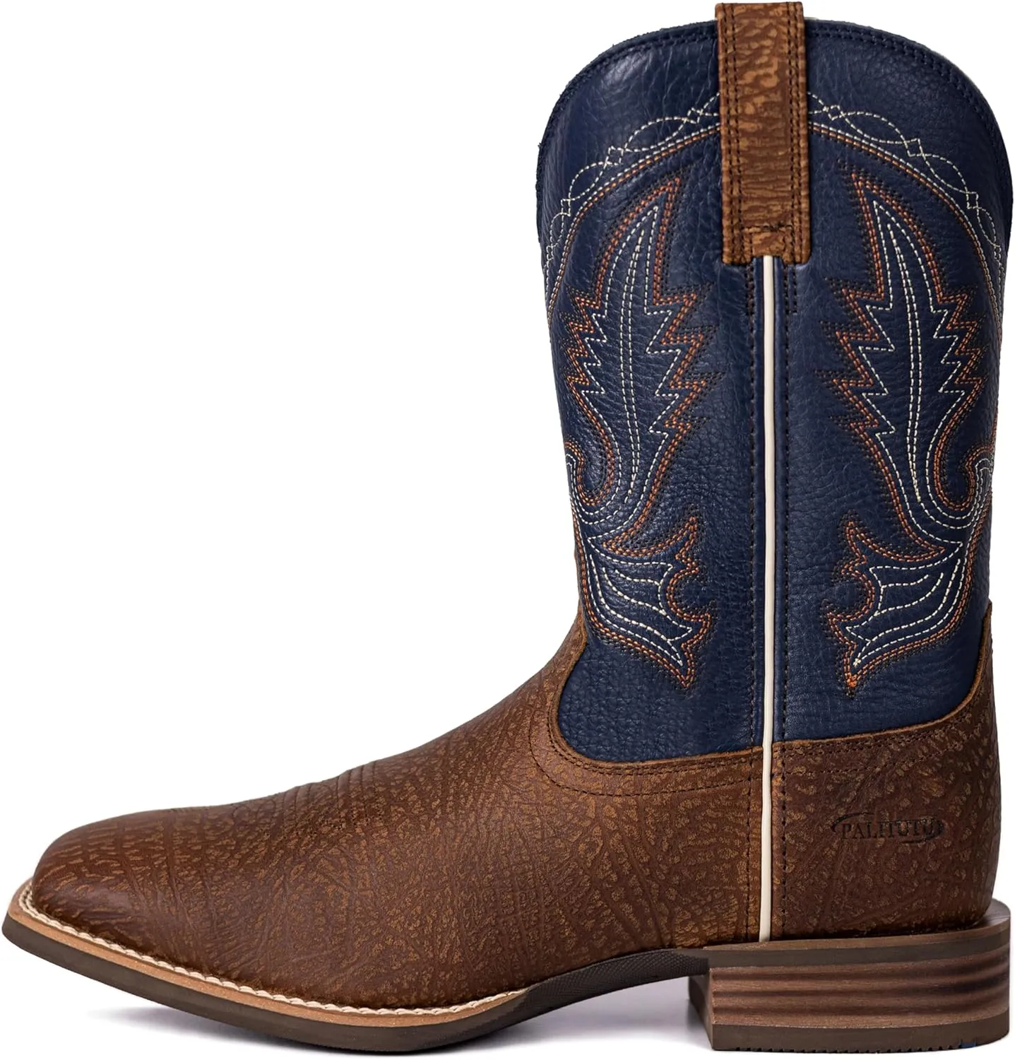 Men??s Western Cowboy Boots, Fashionable Embroidered Full Grain Leather, Square Toe Pull-On, 4-Layer Composite Sole, Slip-Resistant Work & Riding Boots