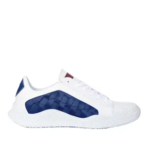 Mezlan 20605 Men's Shoes White, Navy & Electric Blue Calf-Skin Leather Casual Sneakers (MZS3632)