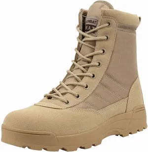 Military Leather Boots for Men, Outdoor Tactical Boots, Non-Slip Wearable Hiking Shoes, Comfortable Breathable