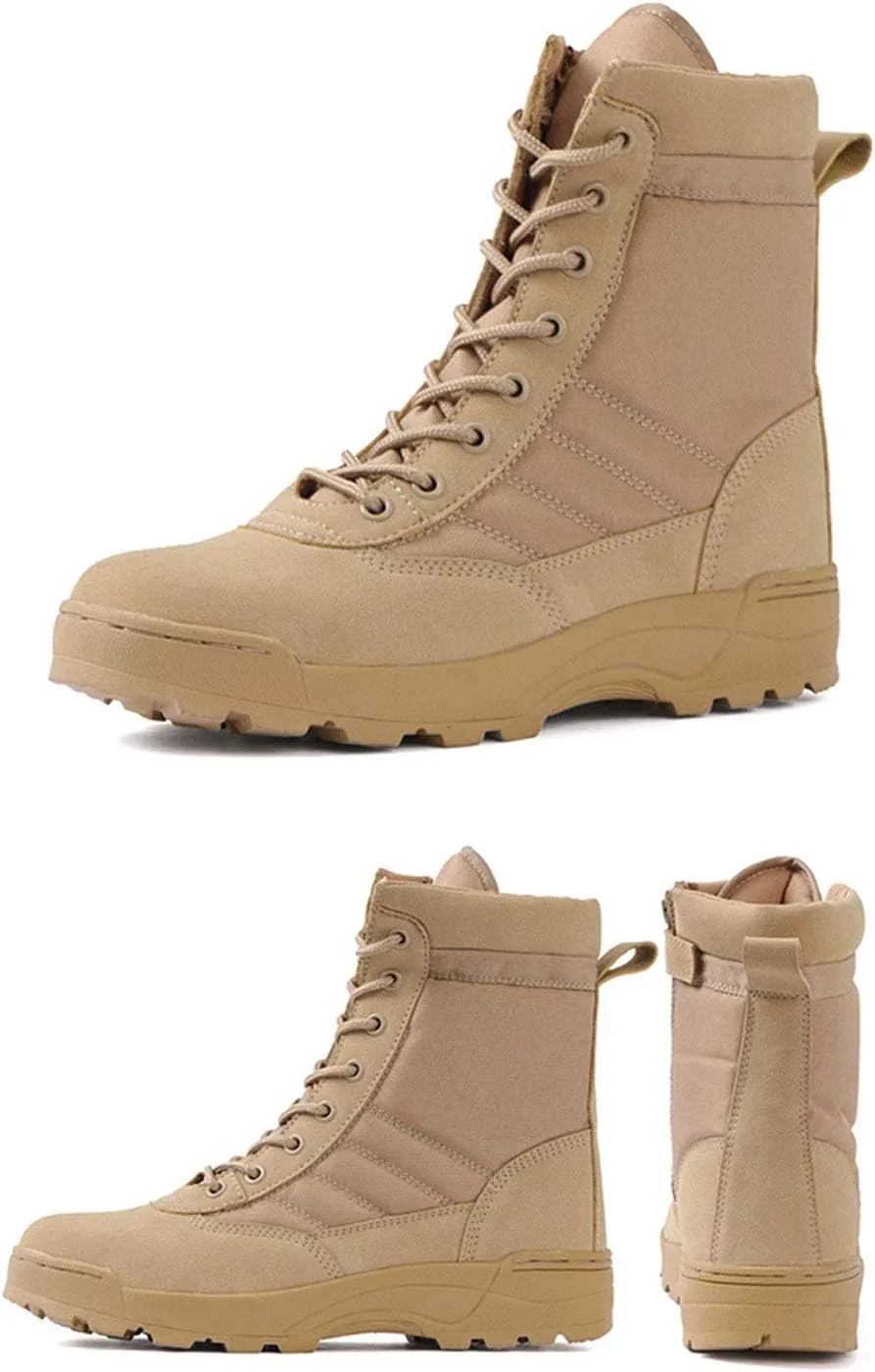 Military Leather Boots for Men, Outdoor Tactical Boots, Non-Slip Wearable Hiking Shoes, Comfortable Breathable