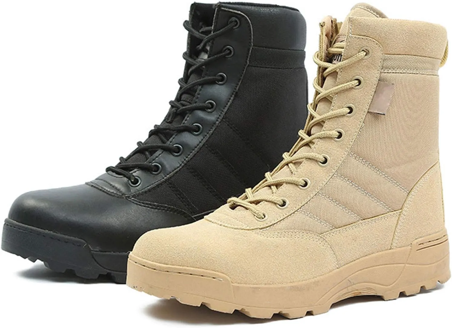 Military Leather Boots for Men, Outdoor Tactical Boots, Non-Slip Wearable Hiking Shoes, Comfortable Breathable