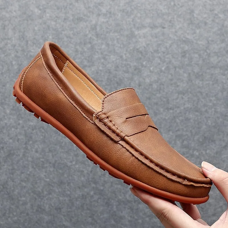 New Mens Loafers Penny Loafers PU Leather Driving Loafers Comfortable Anti-Slip Flexible Outdoor Slip-ons