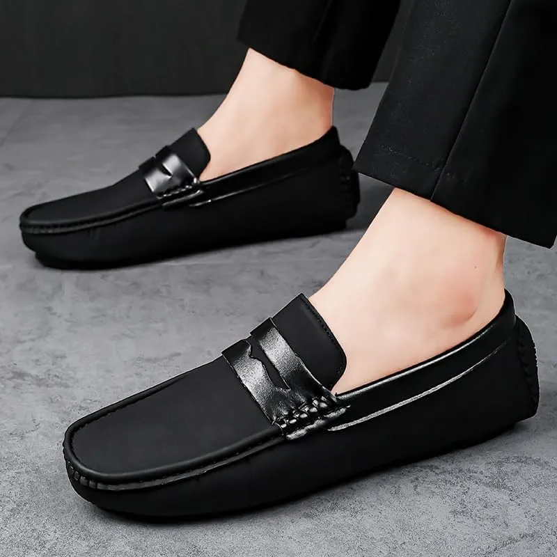 New Men's Loafers Penny Loafers Vegan Leather Driving Loafers Flexible Flat Heel Anti-Slip Walking Slip-on
