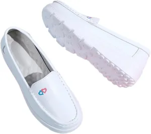 Orthopedic Nursing Shoes for Women, Women's Slip-On Breathable Working Air Cushion Leather Nurse Shoes, Comfortable Lightweight Platform Sneakers, for Medical Workers, Doctors