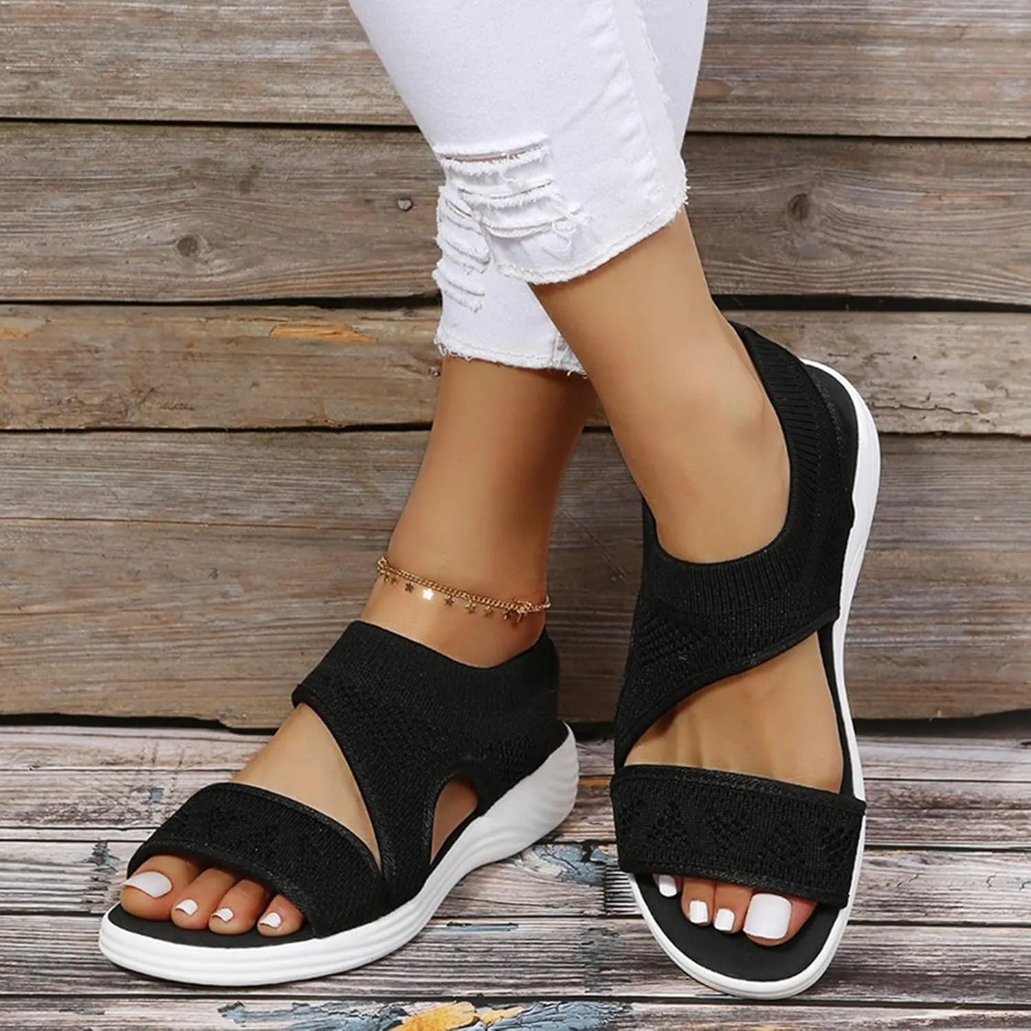 Orthopedic Sandals for Women Summer Walking Sandals Arch Support Ankle Strap Sandals Comfortable Casual Wedge Shoes