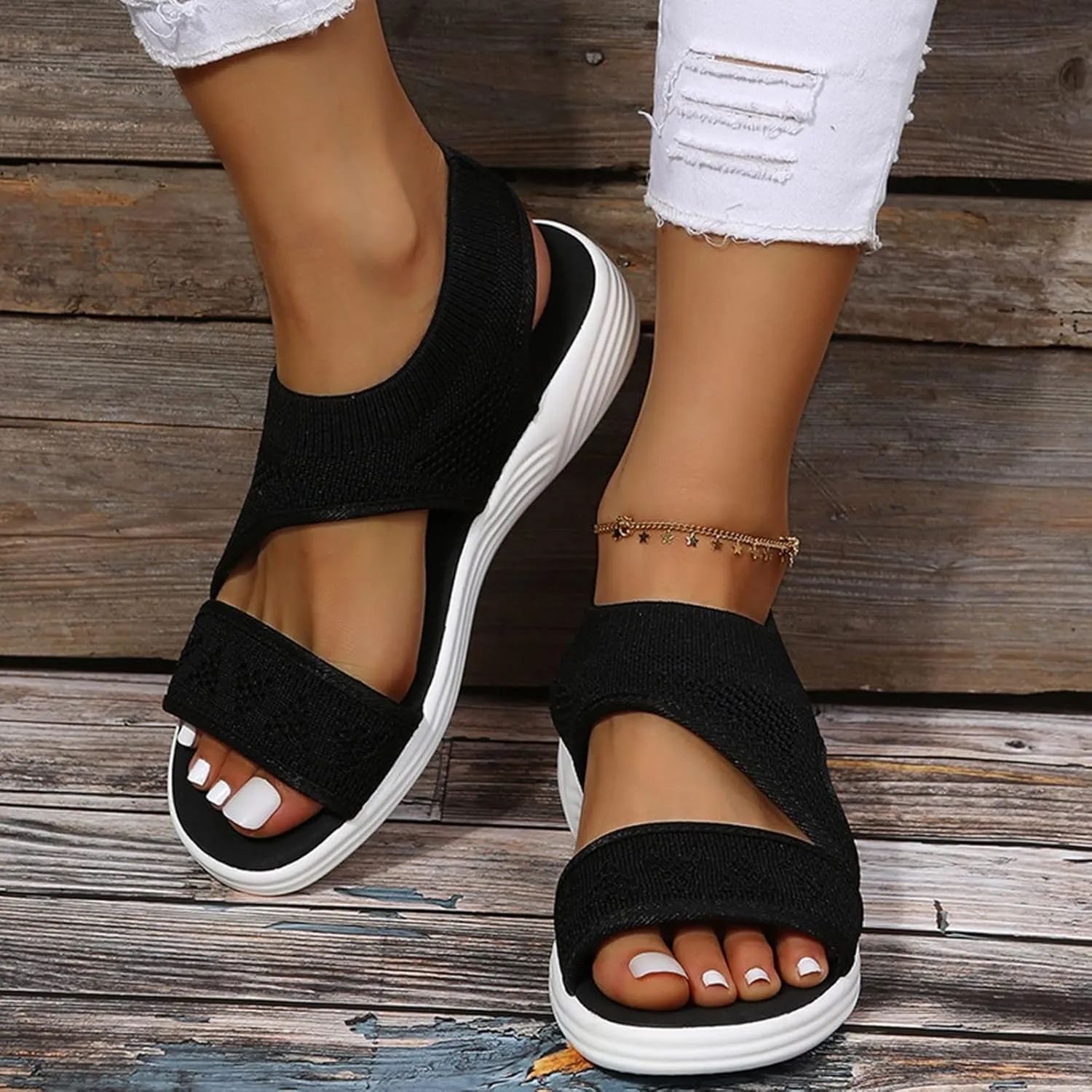 Orthopedic Sandals for Women Summer Walking Sandals Arch Support Ankle Strap Sandals Comfortable Casual Wedge Shoes