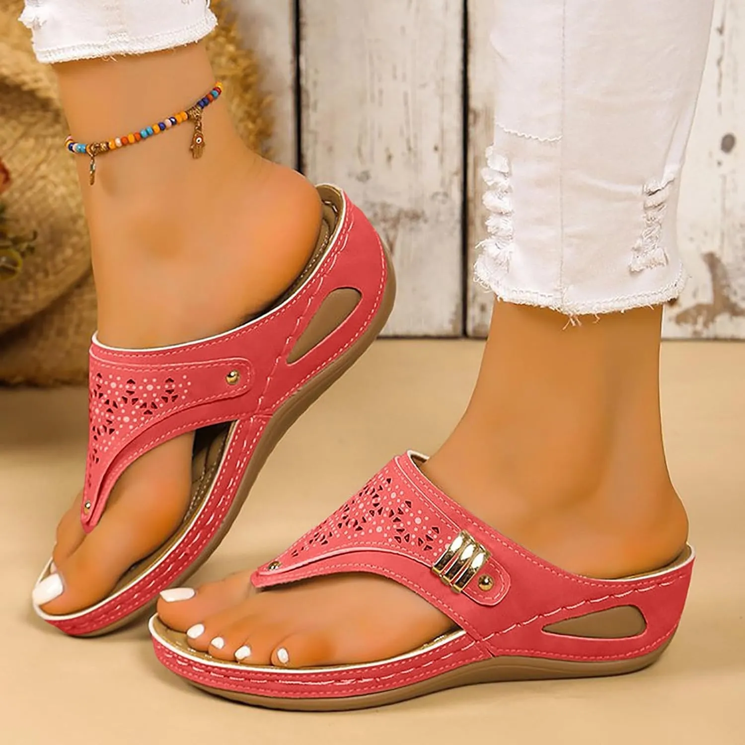 Orthopedic Sandals for Women,Womens Cushion Flip Flops 2025 Summer Dressy Casual Walking Sandals for Women with Arch Support Summer Comfortable Slip On Flip Flops Vacation Sandals