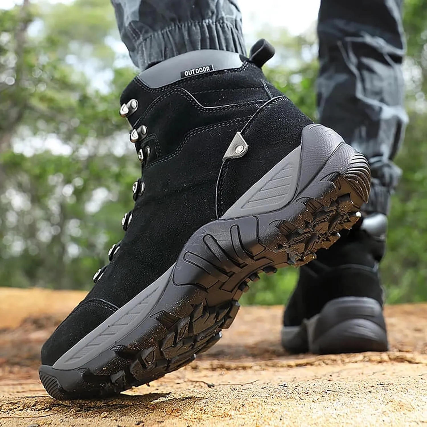 Outdoor Men's Tactical Military Boots, Durable Suede Leather and Rubber Sole Military Work and Desert Boots, for Men's Lace-up Breathable Hiking Shoes