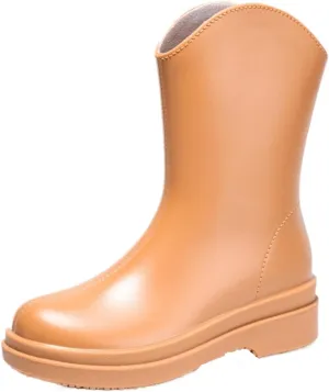 Outdoor Work Booties Women's Waterproof Rain Boots Mid Tube Water Shoes Winter Non Slip Rubber Shoes Outdoor Gardening Work