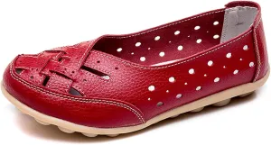 Owlkay New Casual Women Shoes,Orthopedic Loafers in Breathable Leather,Women's Cowhide Leather Shoes Loafers Flats Sandals Slip-On Cutout