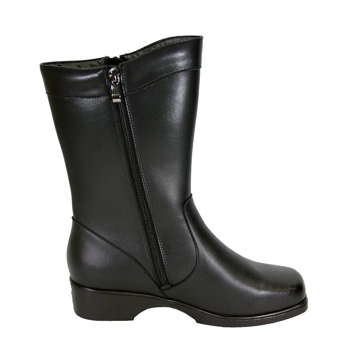PEERAGE Athena Women's Wide Width Leather Boots with Double Zipper