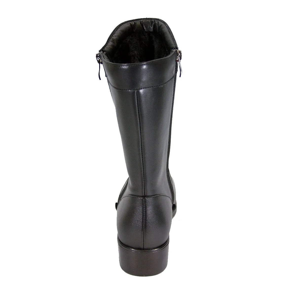 PEERAGE Athena Women's Wide Width Leather Boots with Double Zipper