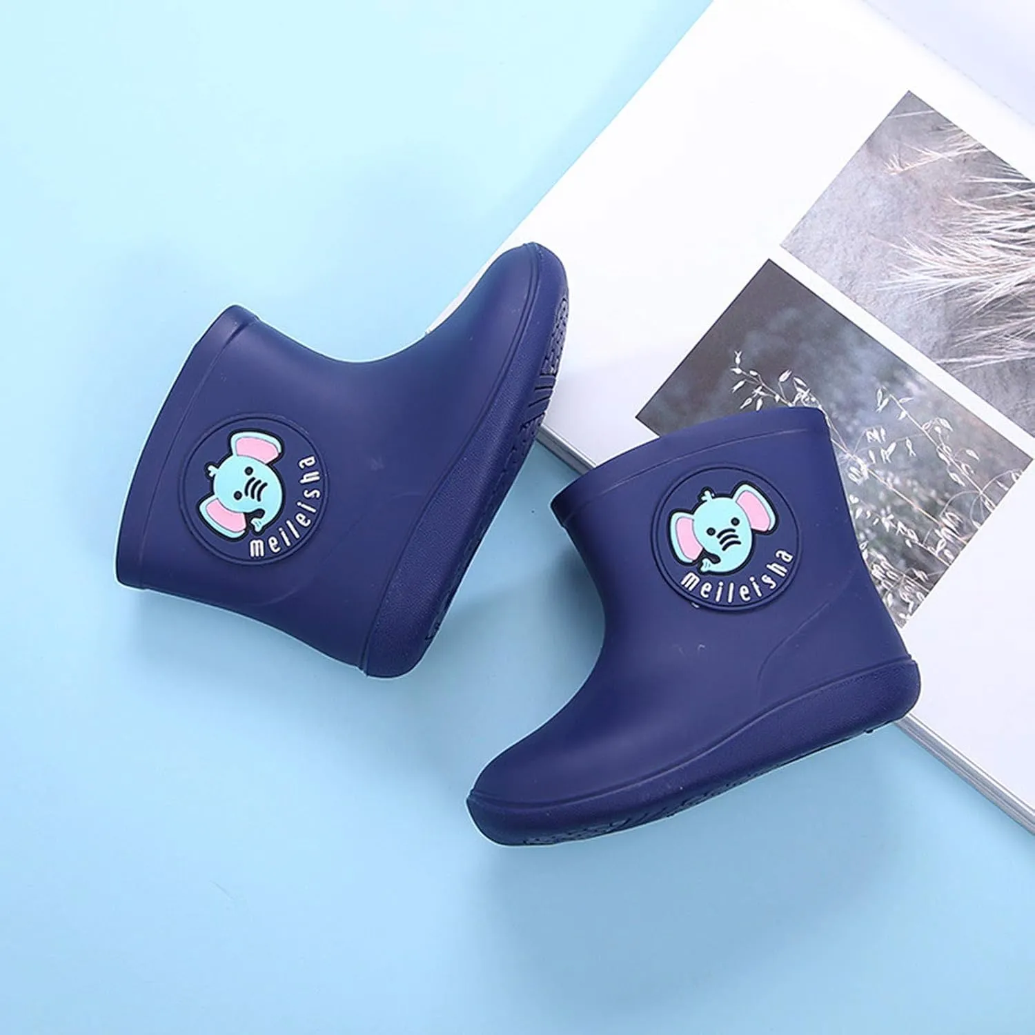 POLG Little Kids Rain Boots for Girls Boys Toddler Cartoon Dinosaur Waterproof Rubber Sole Shoes 1-6 Years