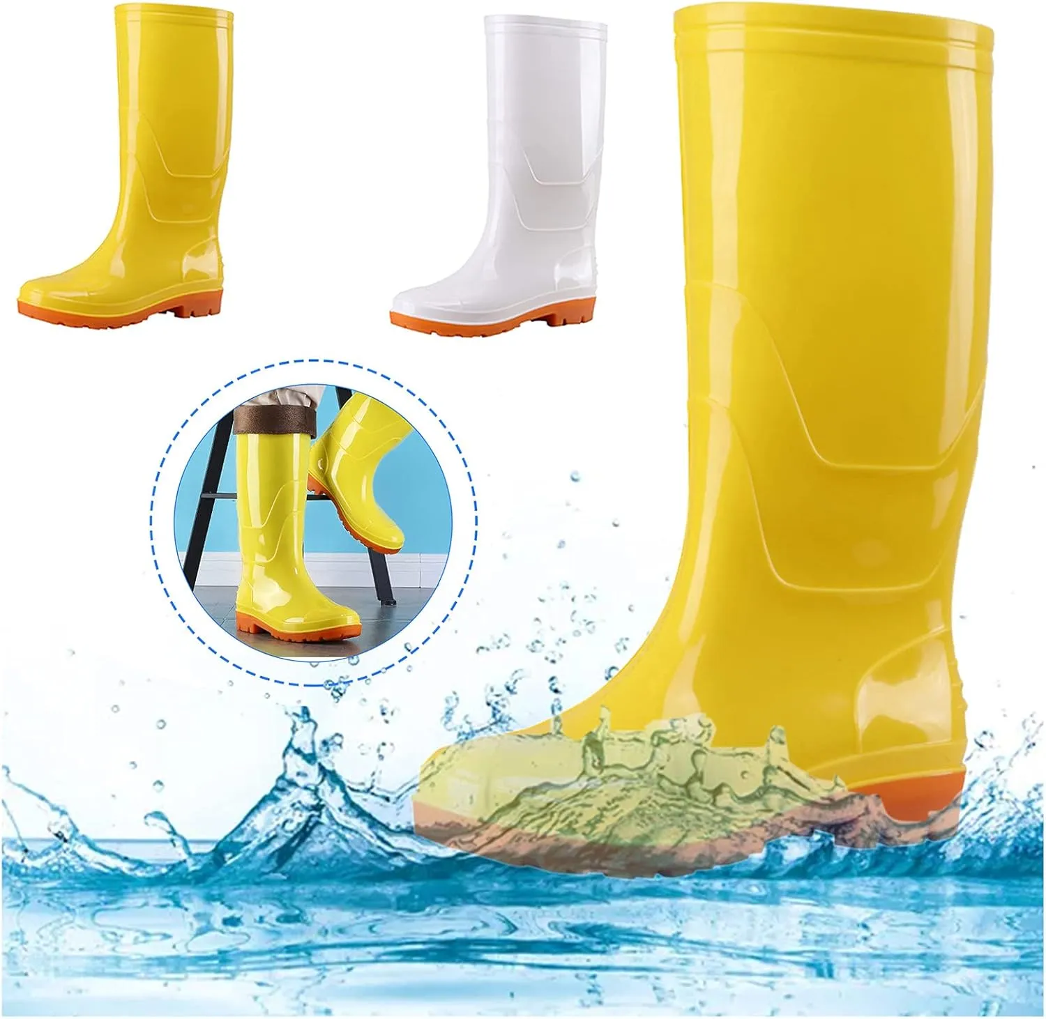 Rain Boots Women Women's Mid Calf Rain Boots Short Garden Shose Waterproof Rubber Boots Wellington Boots for Outdoor