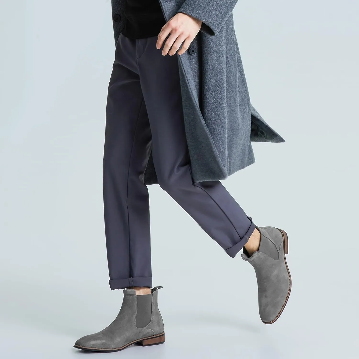 Rollda Mens Chelsea Boots Casual Ankle Boots Dress Boots Elastic Slip on Boots for Men