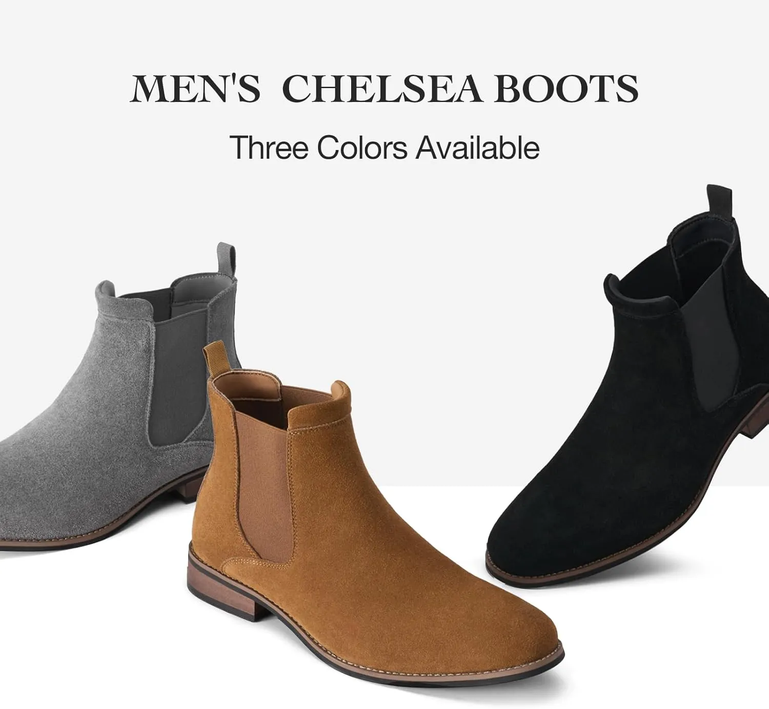 Rollda Mens Chelsea Boots Casual Ankle Boots Dress Boots Elastic Slip on Boots for Men