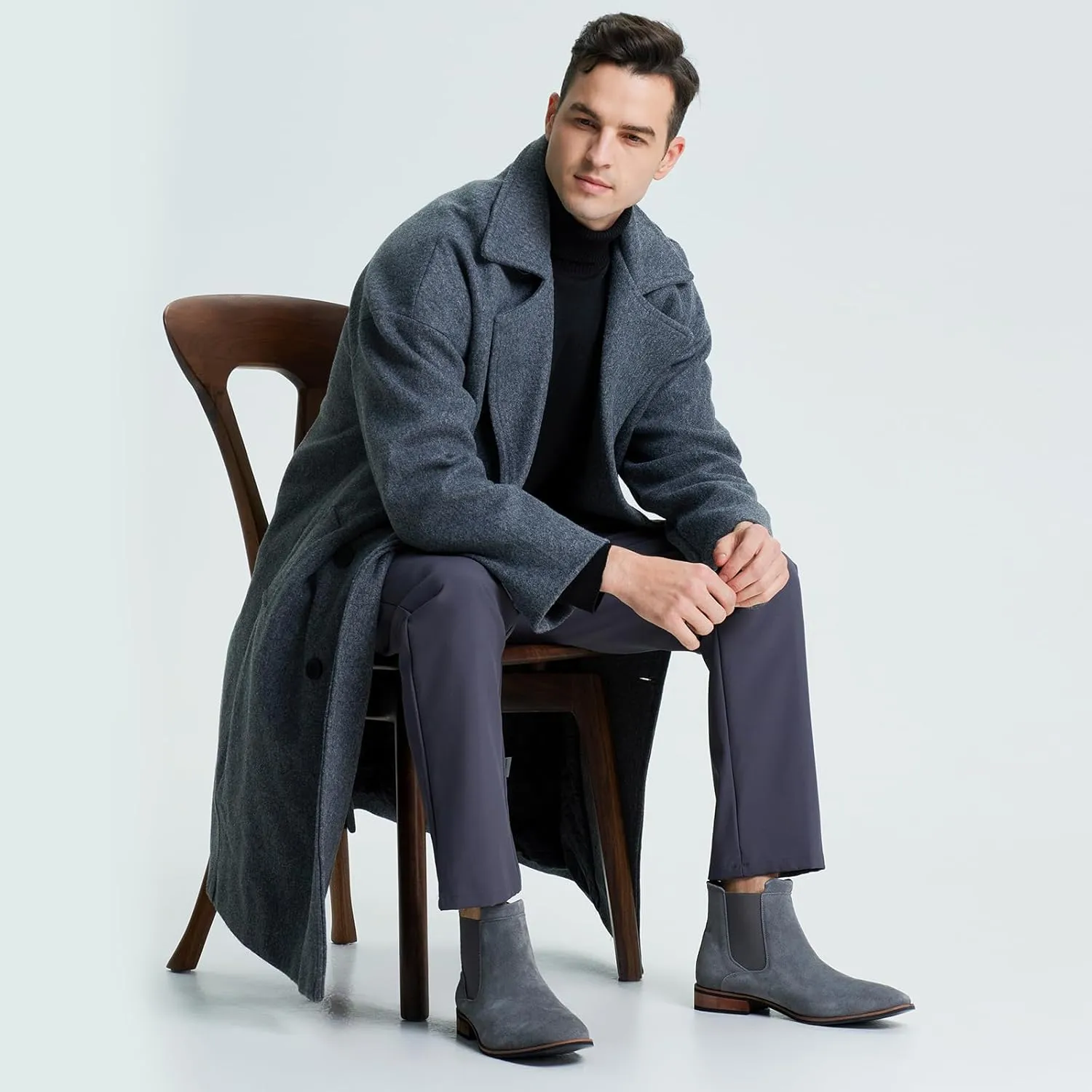 Rollda Mens Chelsea Boots Casual Ankle Boots Dress Boots Elastic Slip on Boots for Men