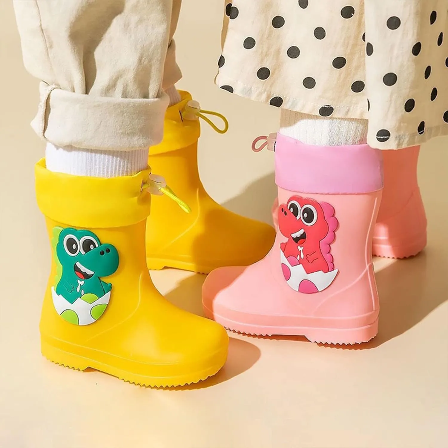 Rubber Rain Boots for Toddler Girls Boys Waterproof Kids Rain Boots with Handles Toddler Rain Boots Size 7