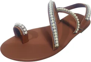 Sandals for Women Arch Support Sandals Summer Beach Sandals Boho Rhinestone Beaded Sandal Elastic Ankle Strap Shoes