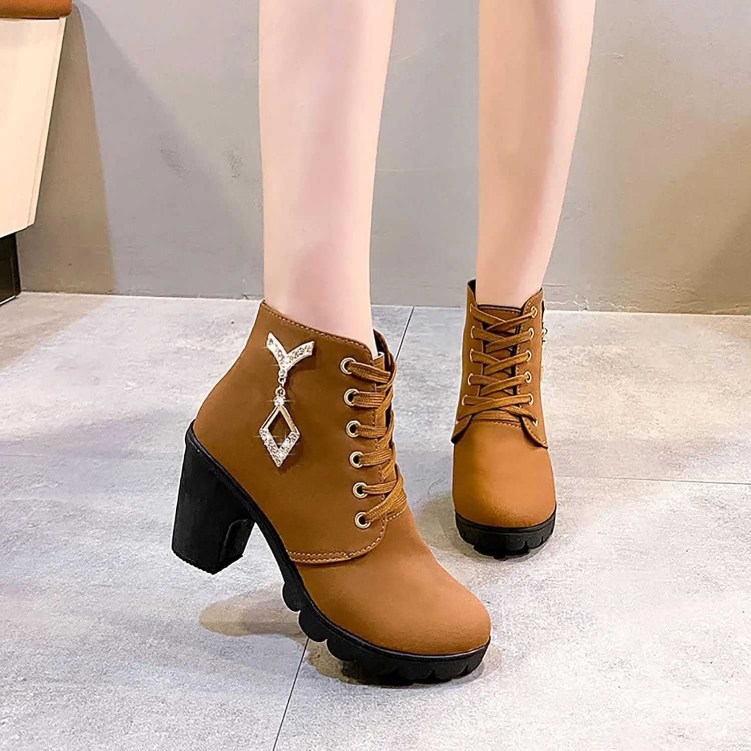 SBGMoSJ Ankle Boots for Women No Heel Wide Width Booties for Women Low Heel Ankle Boots for Women Size 9.5 Wide Womens Fall Ankle Boots Low Heel Womens Western Boots Wide Width