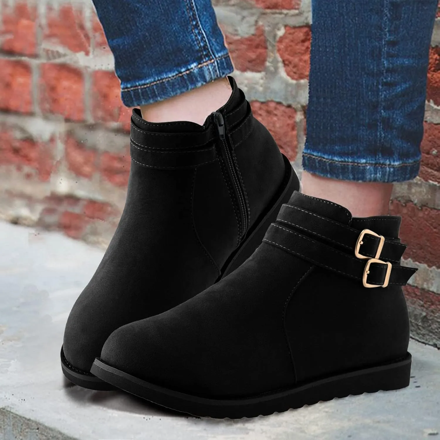 SBGMoSJ Ankle Boots for Women Wide Width Womens Black Lace Up Ankle Boots Low Heel Ankle Boots Wide Width for Women Light Brown Short Cowboy Boots for Women Women's Boots Ankle Blue