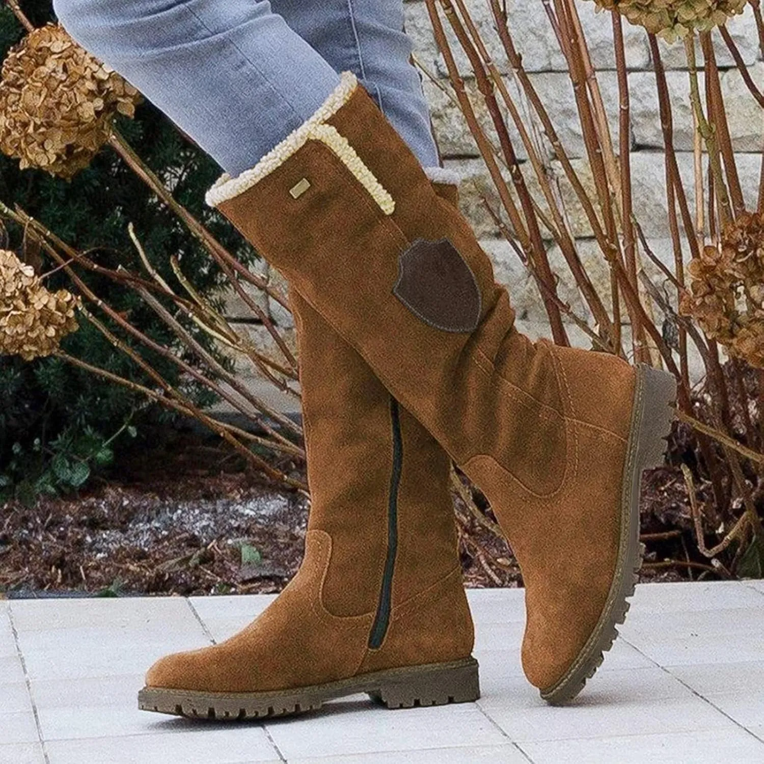 SBGMoSJ Winter Boots for Women Fashionable Non Slip Winter Boots Wide Women's Winter Mid Calf Snow Booties Women Winter Boots Size 10 1/2 Botas Contra El Agua Para Mujeres