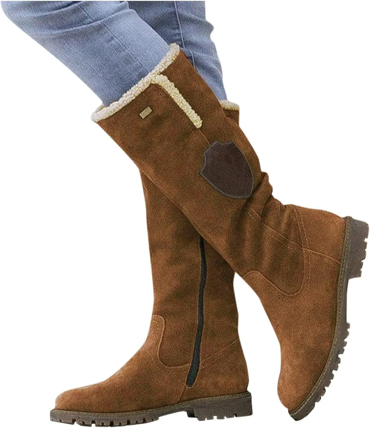 SBGMoSJ Winter Boots for Women Fashionable Non Slip Winter Boots Wide Women's Winter Mid Calf Snow Booties Women Winter Boots Size 10 1/2 Botas Contra El Agua Para Mujeres