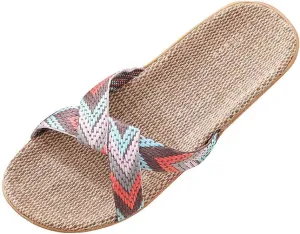 Slippers for Women Unisex Linen Summer Beach Shoes Fashion Skidproof Indoor Slippers Casual Vacation Shoes