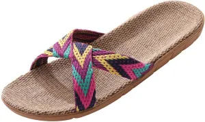 Slippers for Women Unisex Linen Summer Beach Shoes Fashion Skidproof Indoor Slippers Casual Vacation Shoes