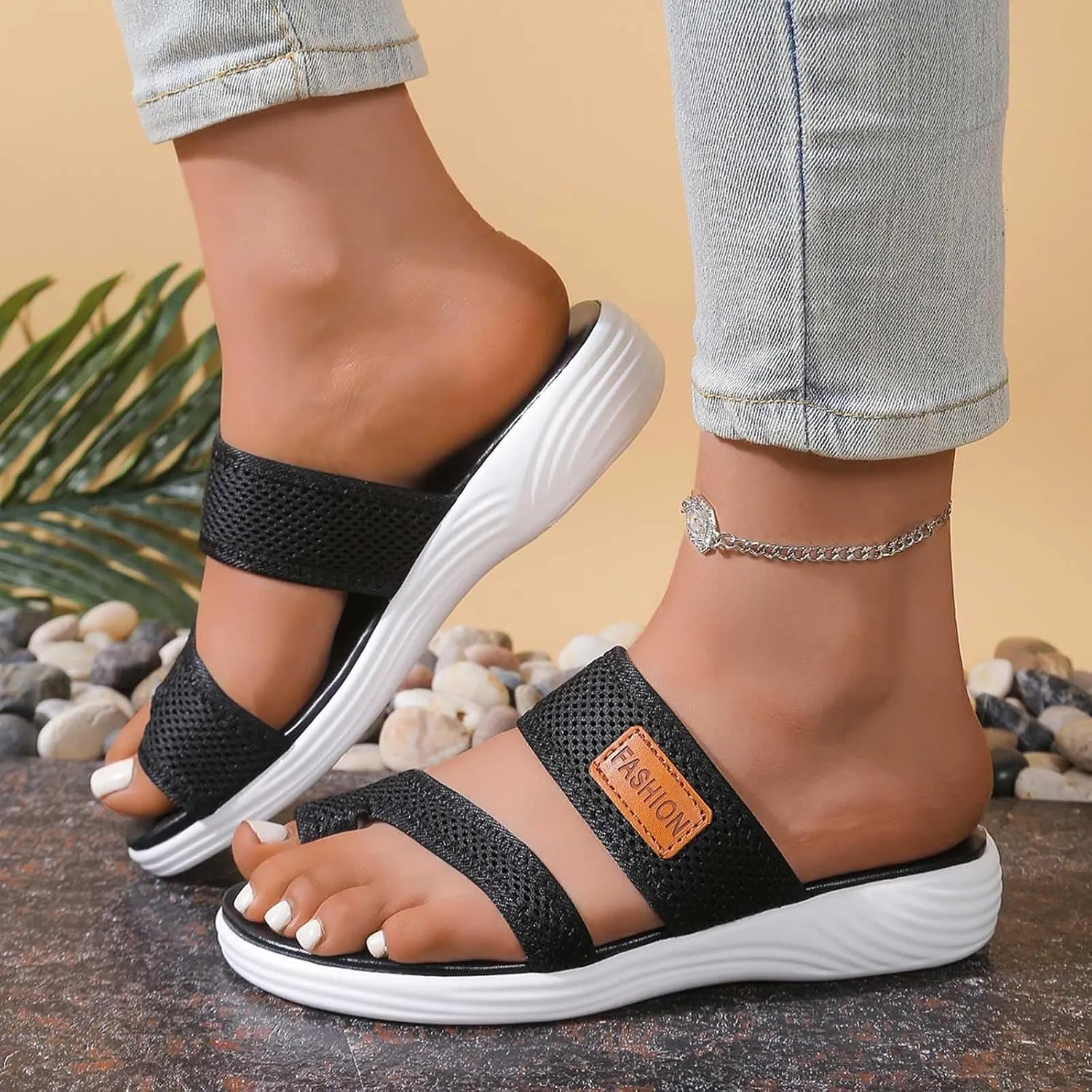 Summer Sandals for Women 2025 Extra Wide Beach Breathable Comfortable Mesh Hollow Slide Sandls Orthopedic Shoes