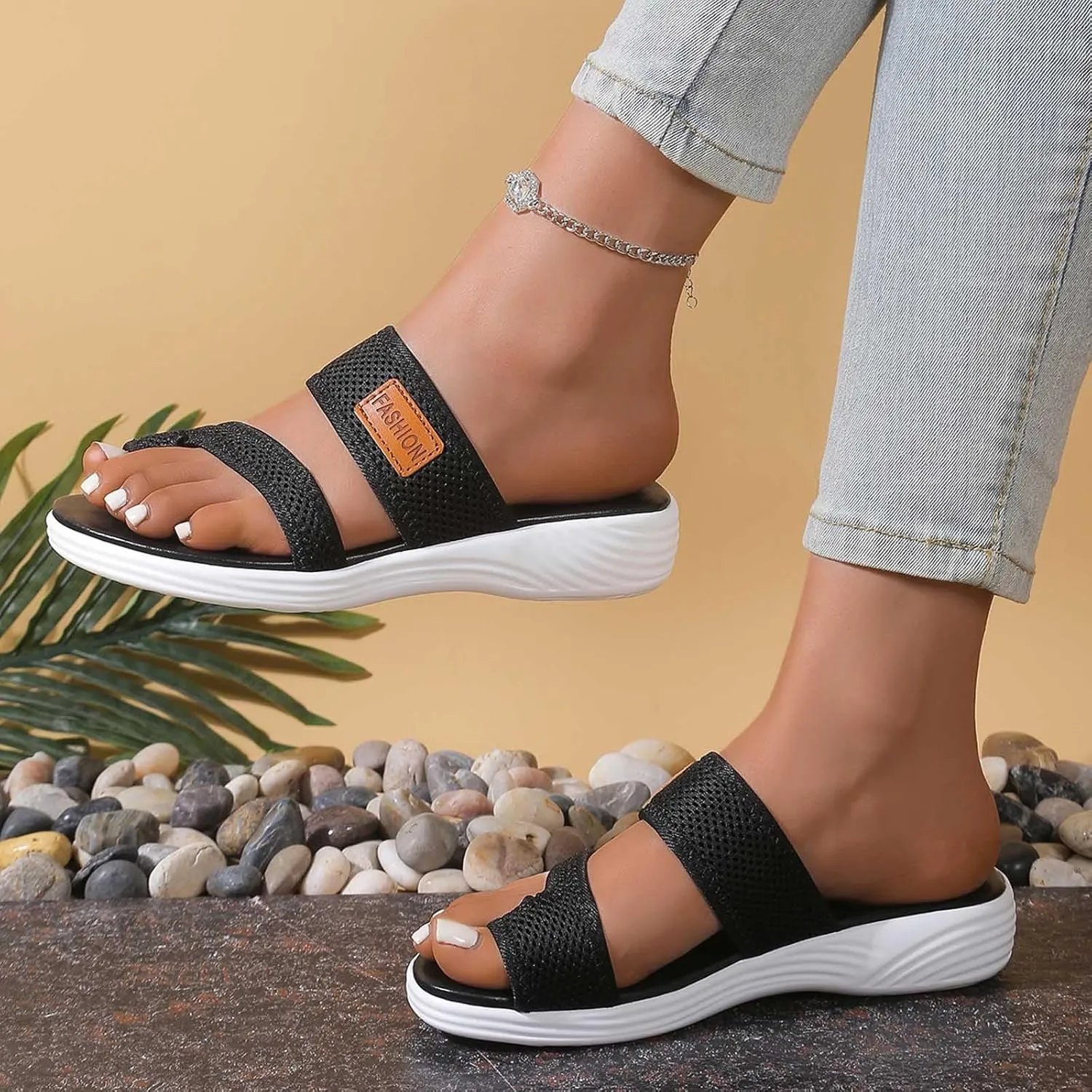 Summer Sandals for Women 2025 Extra Wide Beach Breathable Comfortable Mesh Hollow Slide Sandls Orthopedic Shoes