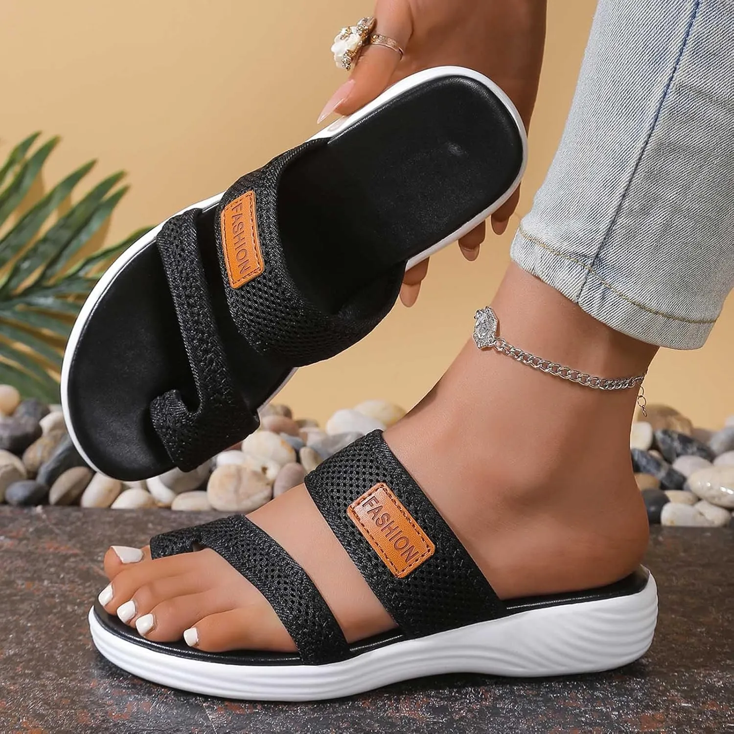 Summer Sandals for Women 2025 Extra Wide Beach Breathable Comfortable Mesh Hollow Slide Sandls Orthopedic Shoes
