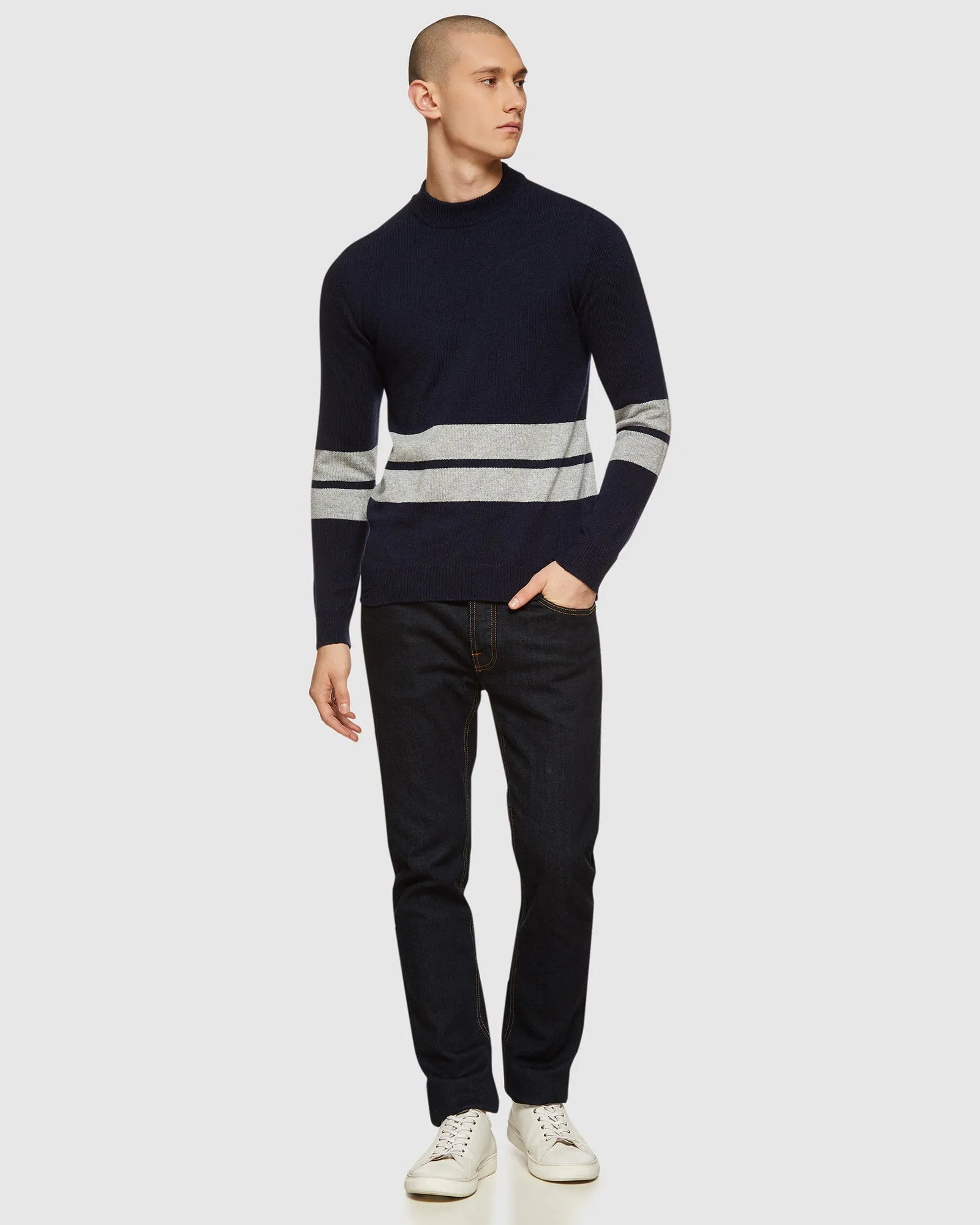 Theo Striped Lambswool Crew Neck