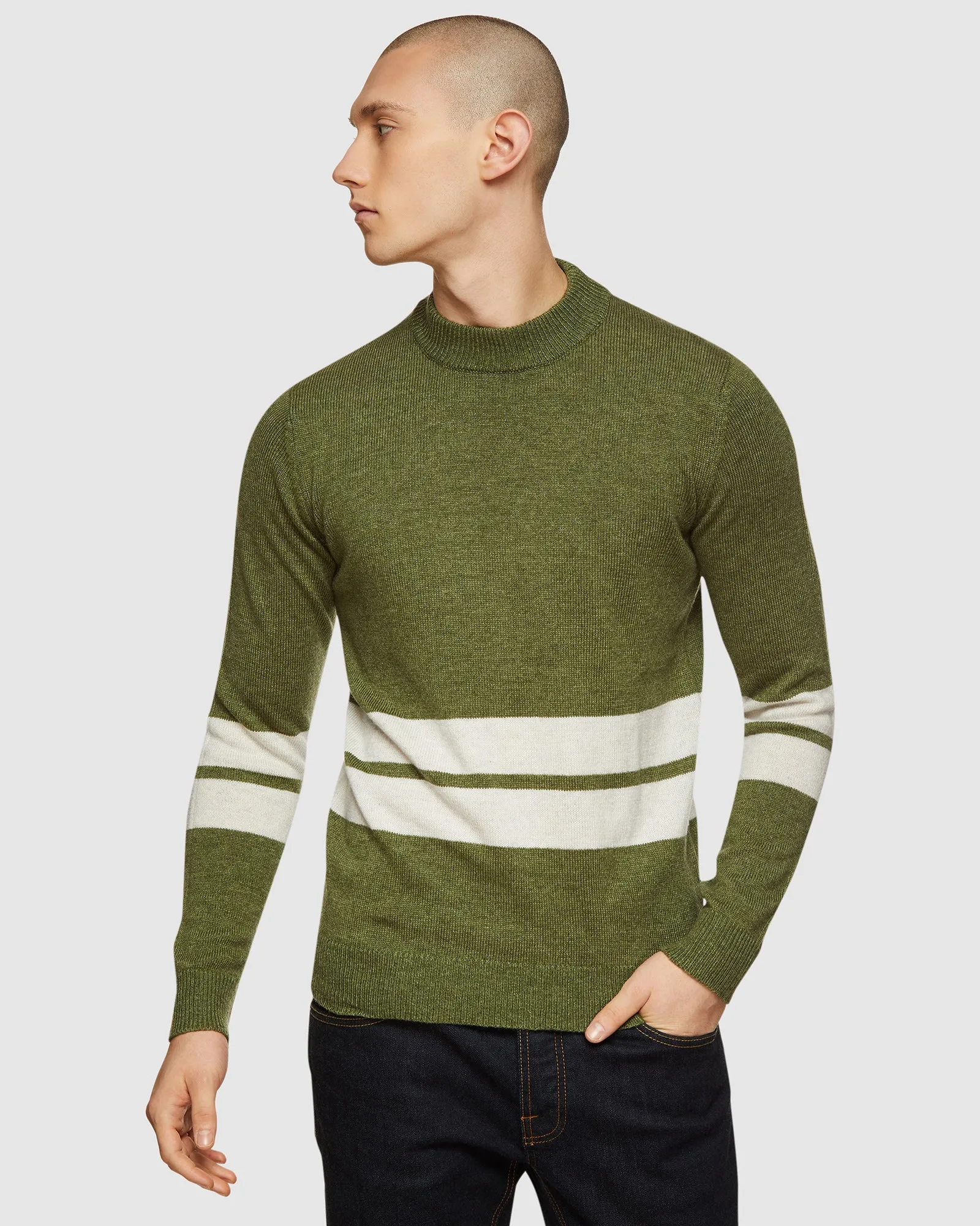 Theo Striped Lambswool Crew Neck