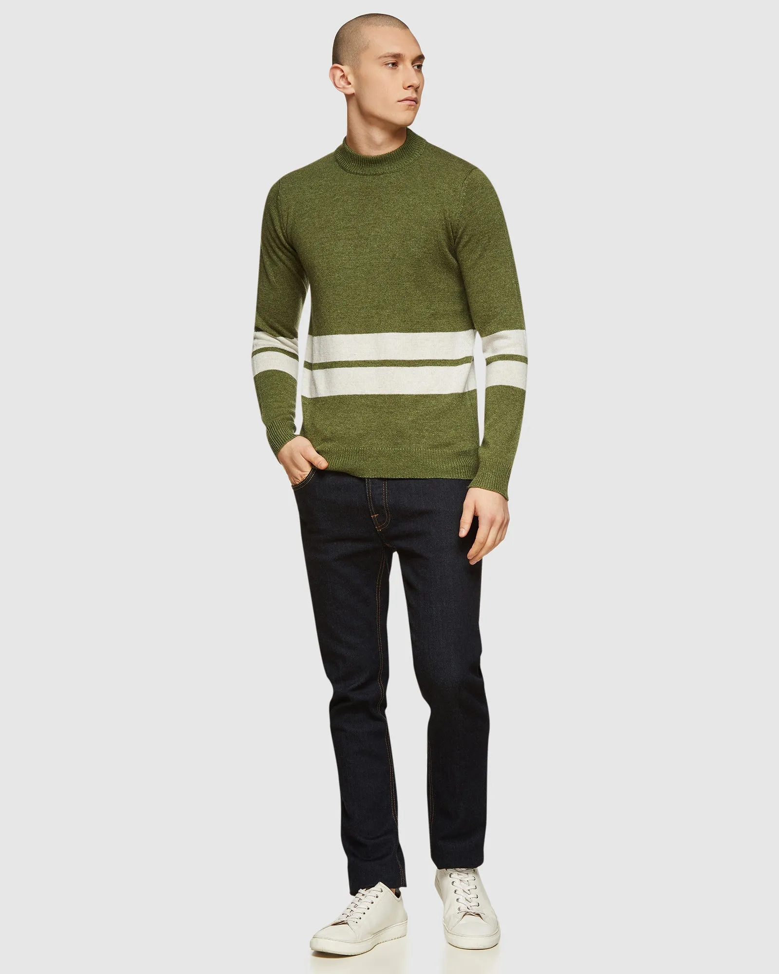 Theo Striped Lambswool Crew Neck