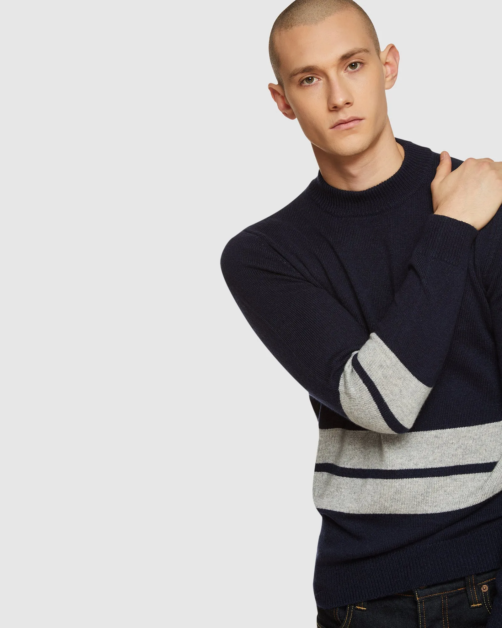 Theo Striped Lambswool Crew Neck