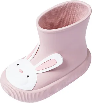 Toddler Boys Girls Cartoon Rabbit Rain Boots Kids Rubber Bottom Non-slip Classic Water Shoes