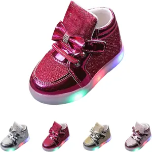 Toddler Glitter Sneakers Lace Strap Sequins Sparkle Ankle Sport Shoes Baby Boys Girls First Walking Non Slip Shoes