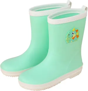 Toddler Kids Rain Boots Boys Girls Waterproof Rain Shoes Cute Cartoon Rainboots Mud Shoes for Water Toddler Boy Shoes (Green, 4.5 Big Kids)