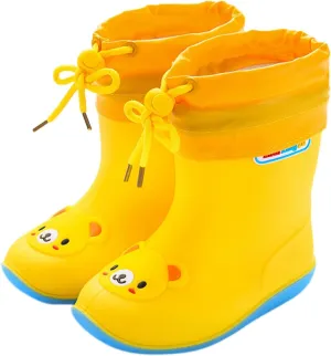 Toddler Kids Rain Boots Fashion Baby Easy On Rain Shoes Cute Cartoon Bear Print Rain Boots Girls Fancy Boots