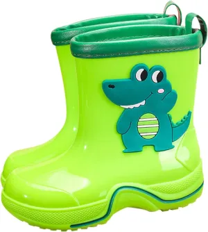 Toddler Kids Reflective Stripes Rain Boots Non Slip Waterproof Rubber Boots in 3D Patterns for Boys and Girls