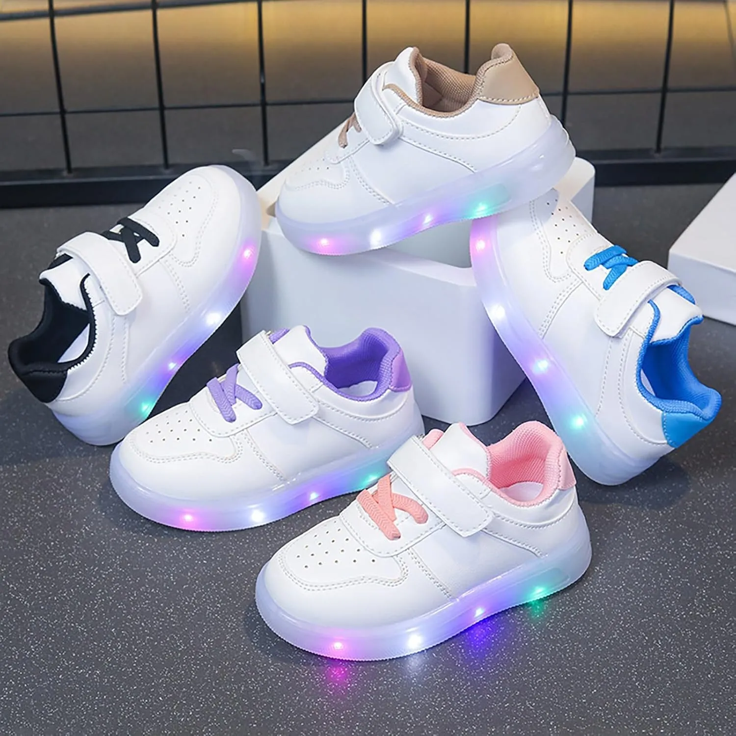 Toddler Sole Rubber Glitter Sneakers No Lace Flat Non First Walking Sport Shoes Baby Boys Girls Cute Breathable Shoes