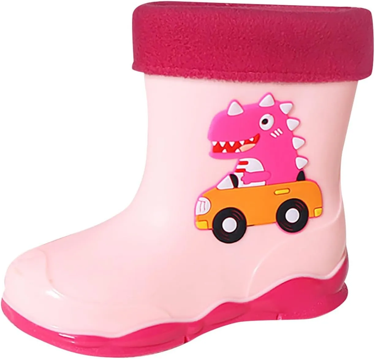Unisex-Child Kids Rubber Waterproof Rain Boot for Boys and Girls Cute Dinosaur Cartoon Rain Shoes Mud Boots Winter