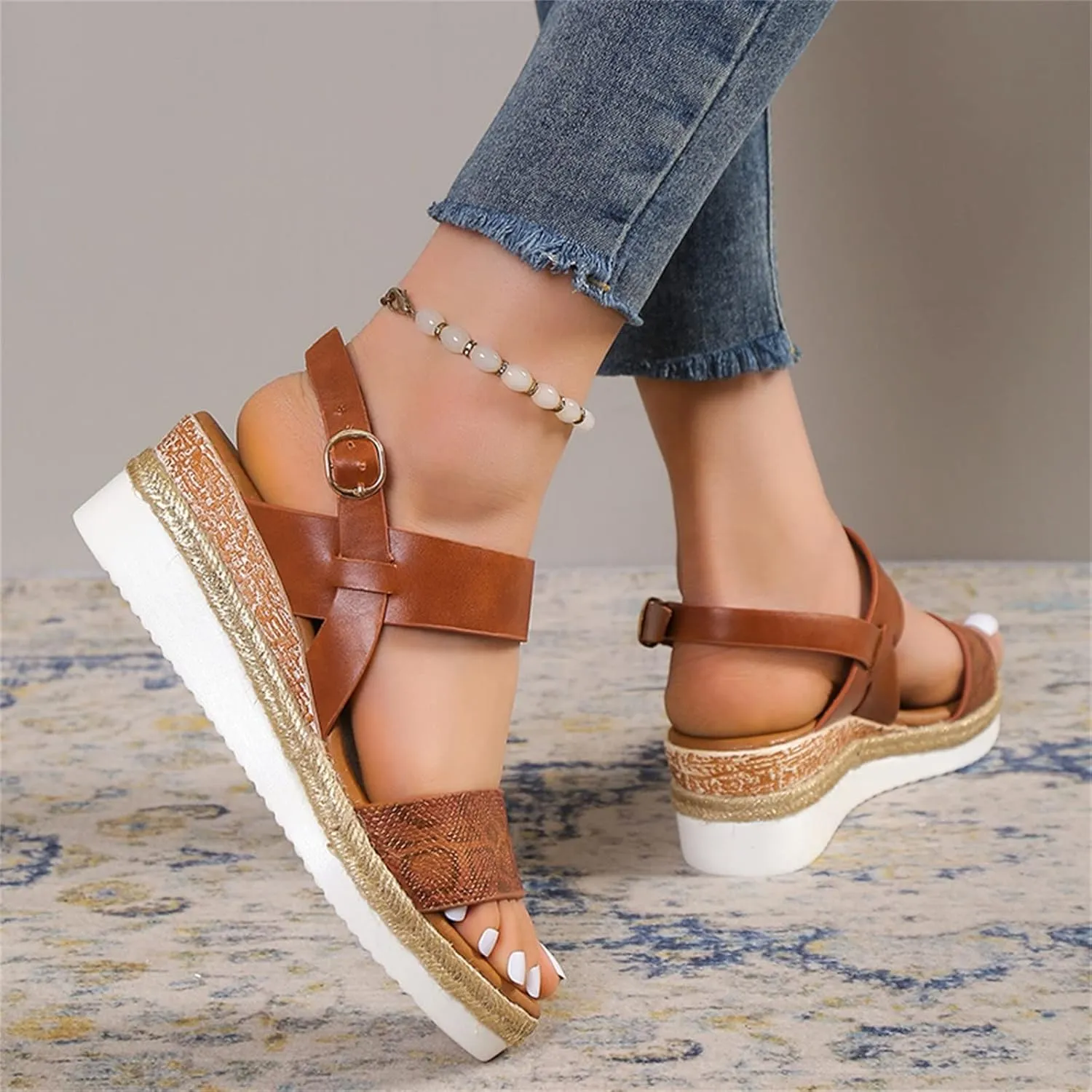 Wedge Sandals for Women Orthopedic Shoes Platform Retro Casual Summer Trendy Sandals for Women 2025