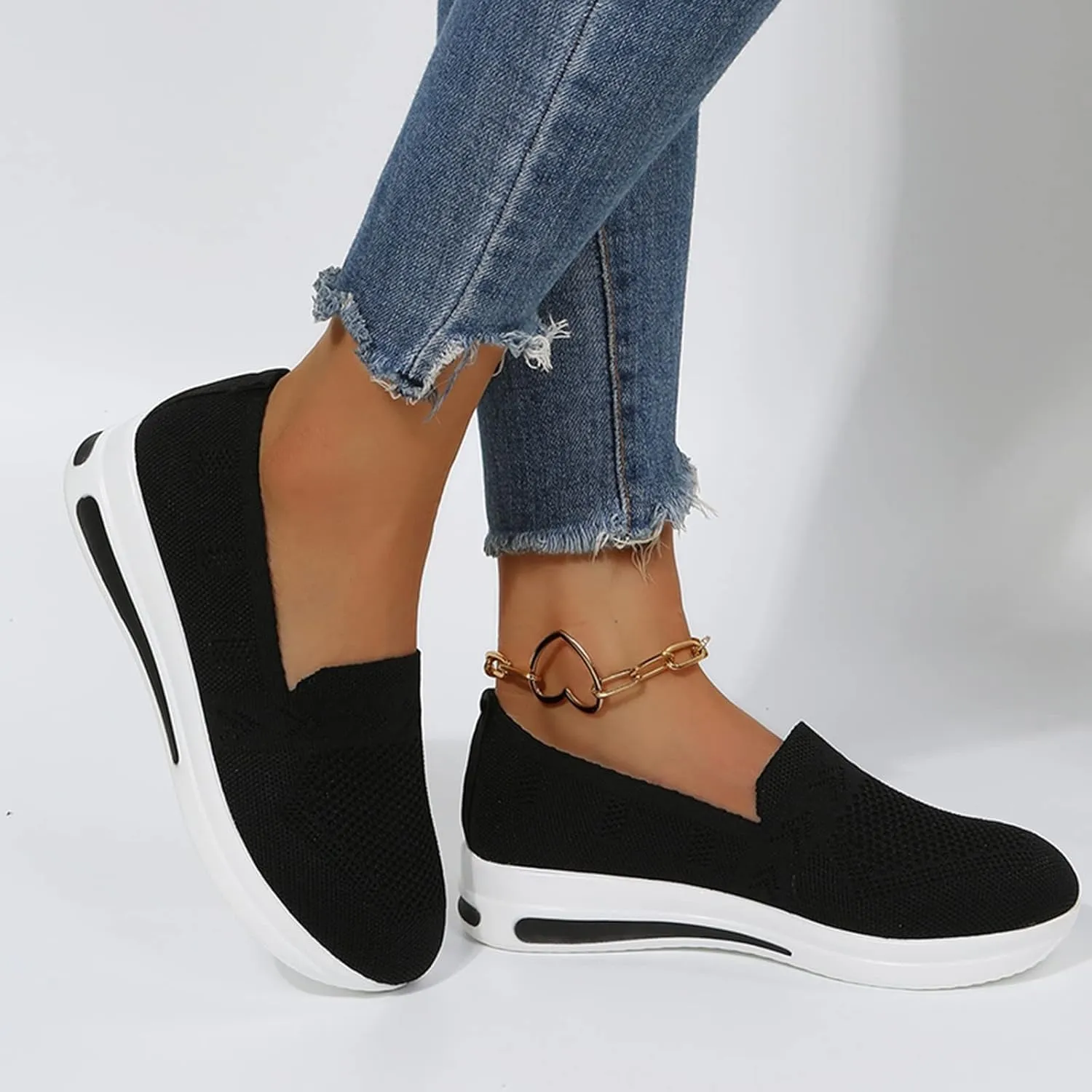 Wedge Sneakers for Women White Tenis OrtopDicos para El Arco De Pies De Mujer Arch Support Wide Width Casual Shoes for Women Black Sequin Gym Shoes for Women Women's Slip On Shoes Size 7.5 W