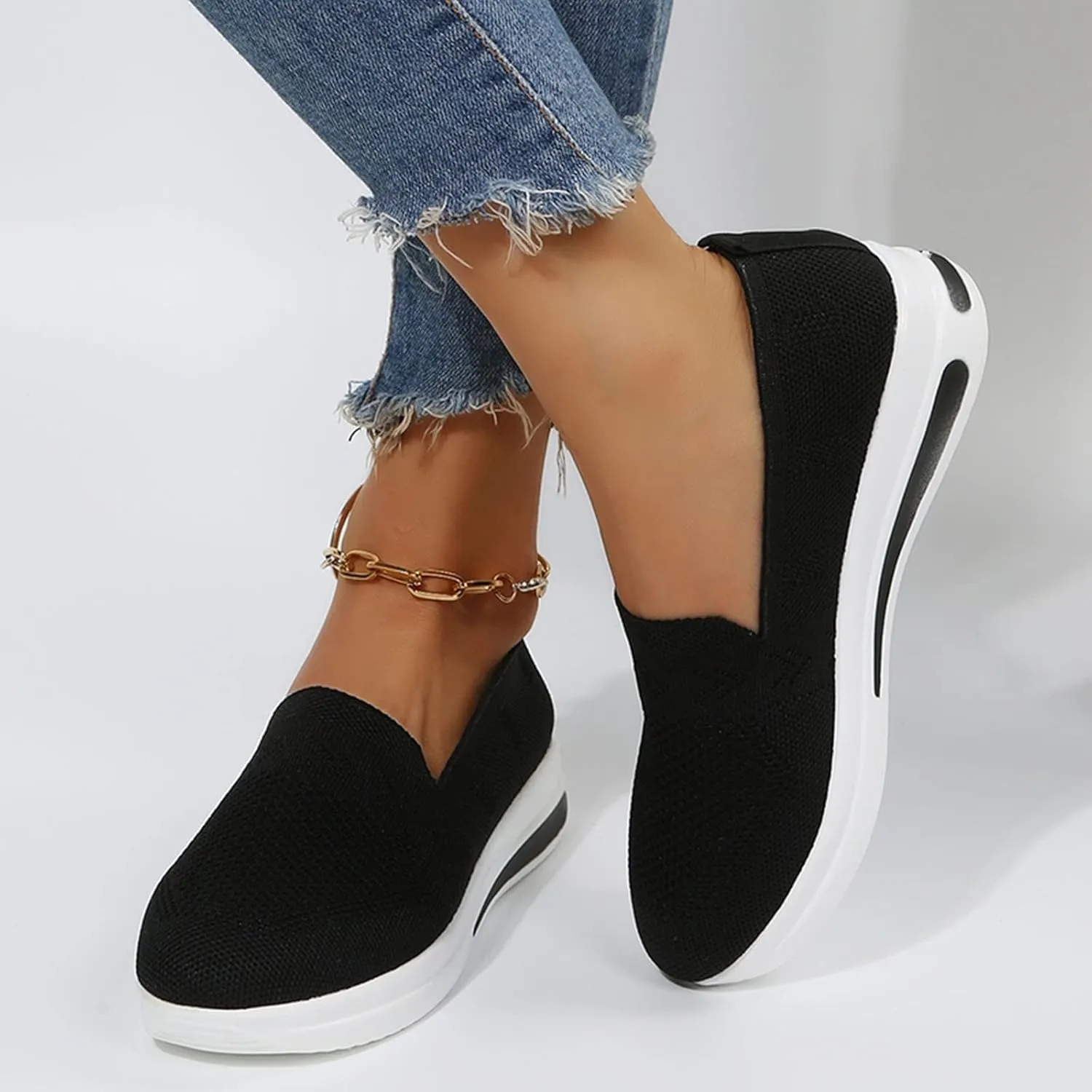 Wedge Sneakers for Women White Tenis OrtopDicos para El Arco De Pies De Mujer Arch Support Wide Width Casual Shoes for Women Black Sequin Gym Shoes for Women Women's Slip On Shoes Size 7.5 W