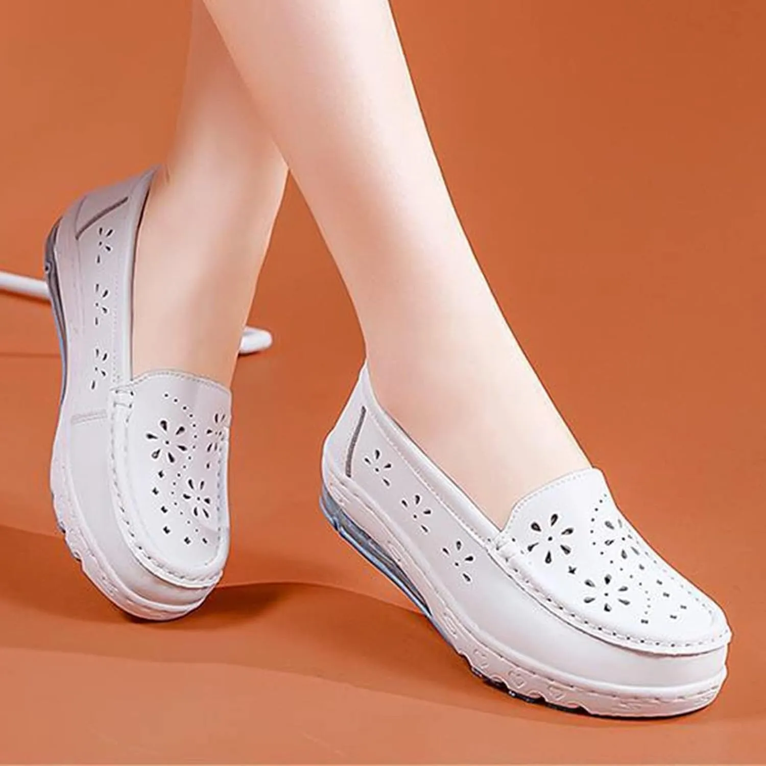 White Healthcare Nursing Shoes Women,Professional Comfortable Orthopedic Nurse Work Shoes,Breathable Soft Non-Slip Sole Loafers Food Service Chef Shoes,with Arch Support