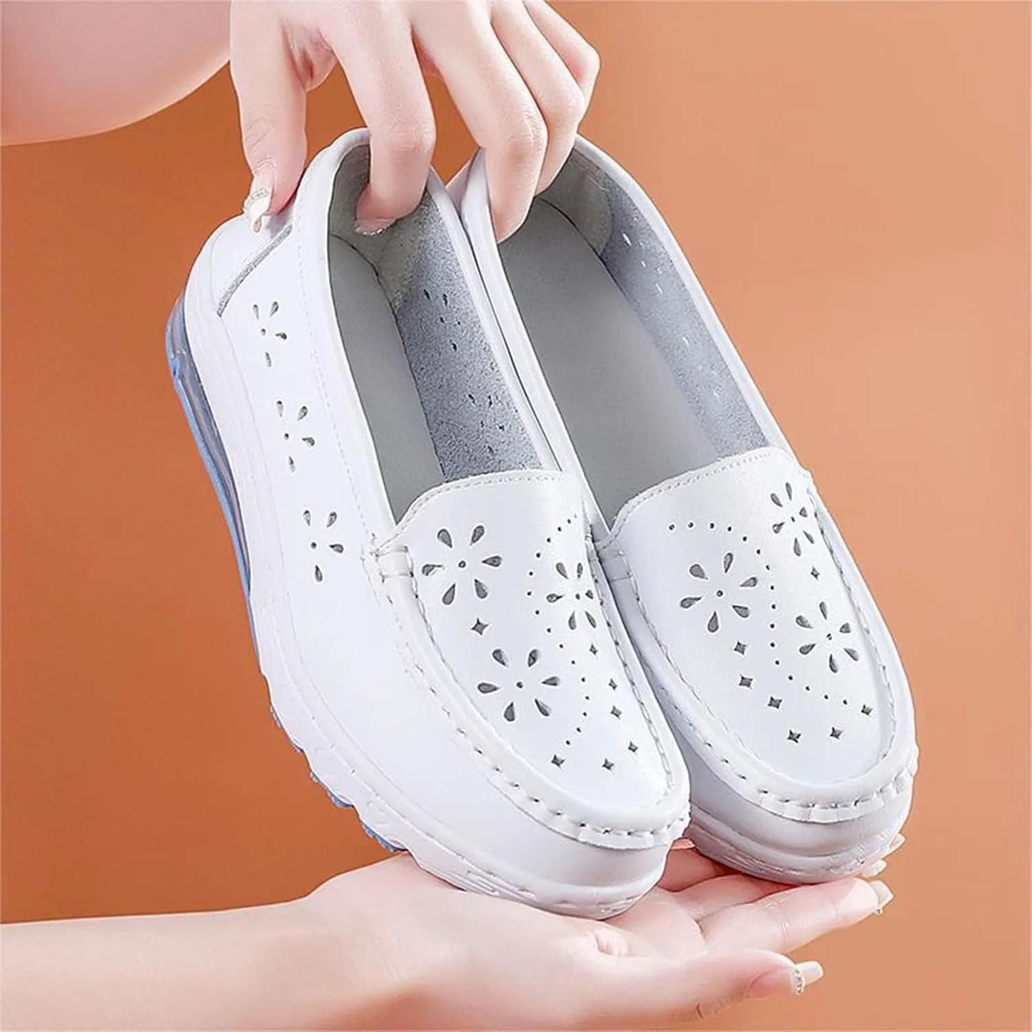 White Healthcare Nursing Shoes Women,Professional Comfortable Orthopedic Nurse Work Shoes,Breathable Soft Non-Slip Sole Loafers Food Service Chef Shoes,with Arch Support